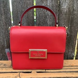 Kate Spade Red Reegan Leather Top Handle small Satchel Crossbody Purse Handbag